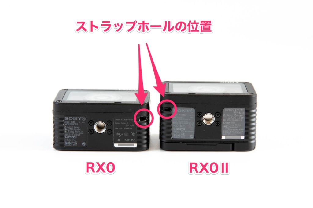 RX0 RX0Ⅱ　ストラップホール　比較